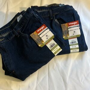 Wrangler Regular Fit Dark Blue Jeans - Twin Pack. 40x32 NWT